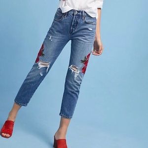 Levi’s 501 Cropped Embroidered Jeans